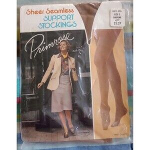VINTAGE Sheer Seamless Pantyhose Stockings Suntone Nylons‎ Primrose Size 3 NOS